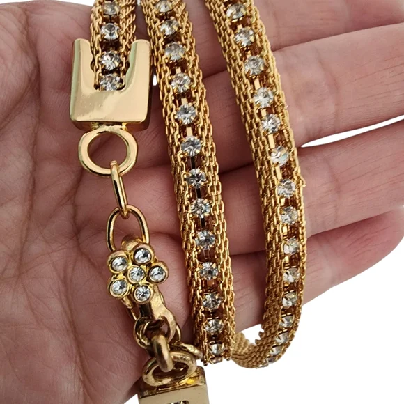 Vintage Gold Mesh Belt with Rhinestones - Picture 5 of 15